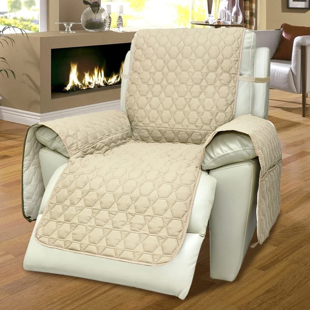 RBSC 30 Inch Beige Waterproof Recliner Cover for Pets Cats Dogs