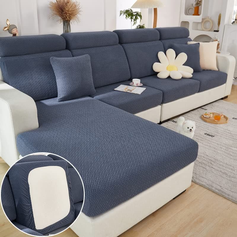 Jonuiony Wear-Resistant L-Shape Sectional Couch Slipcover (Dark Grey, Large)