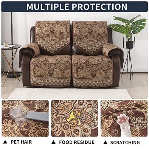 LUFEIJIASHI Waterproof Non-Slip Recliner Couch Covers (Brown, 2 Seater)