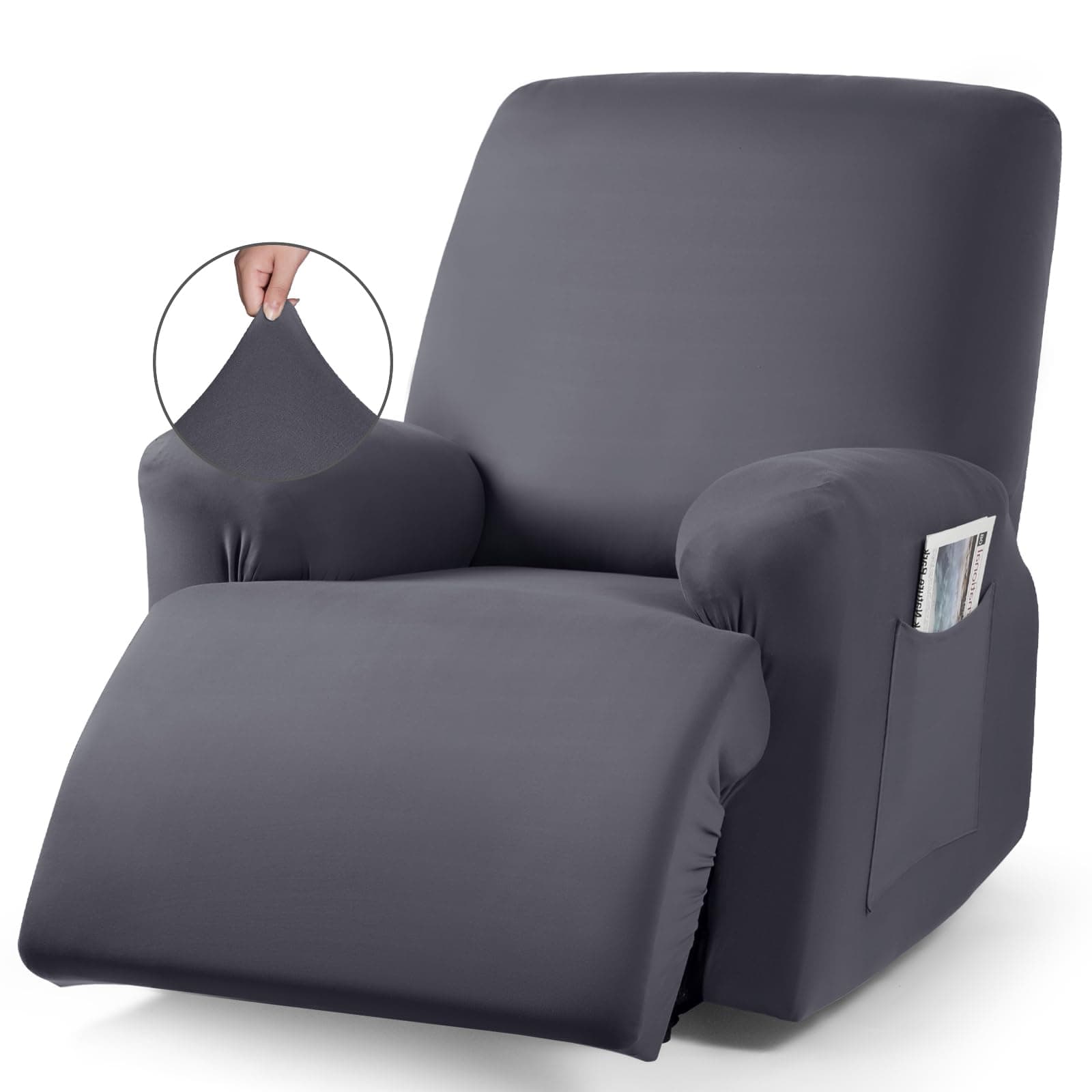 TAOCOCO Stretch Polyester Recliner Chair Covers (Dark Gray)