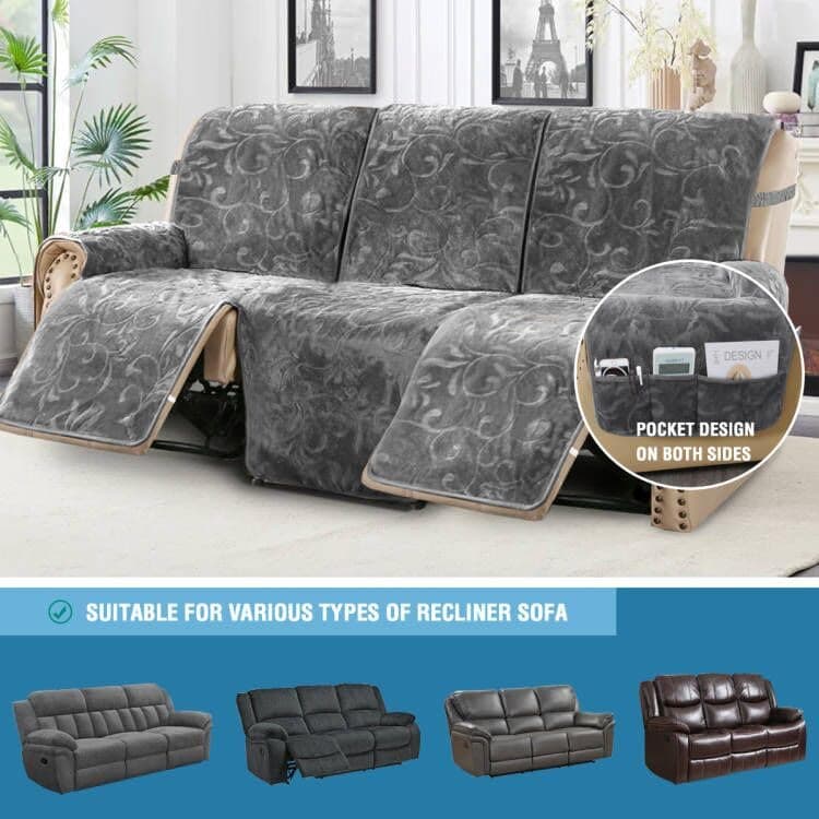 H.VERSAILTEX 100% Waterproof Recliner Sofa Cover (3 Seater, Grey)