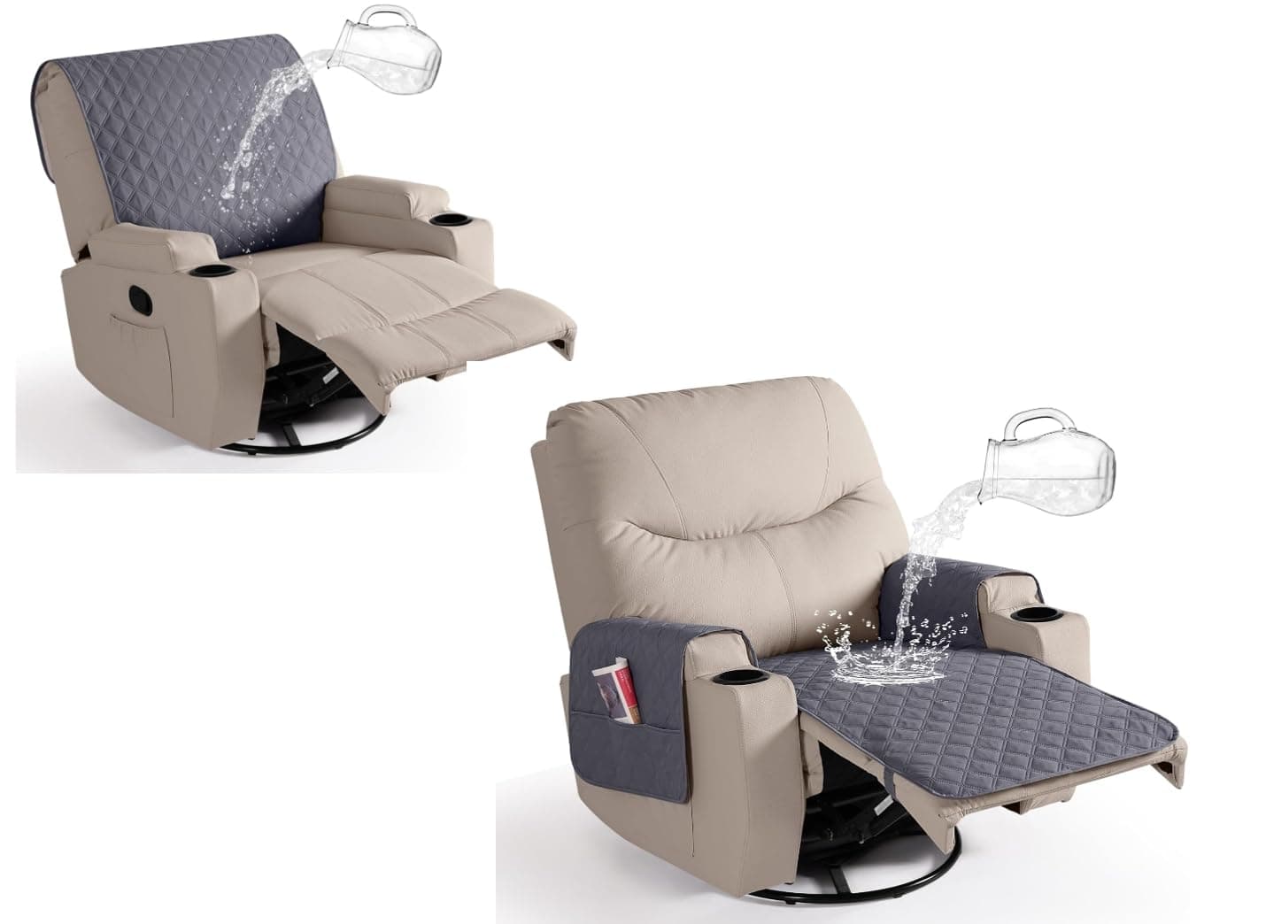 Ruaozz Large Dark Grey Waterproof Chair Covers