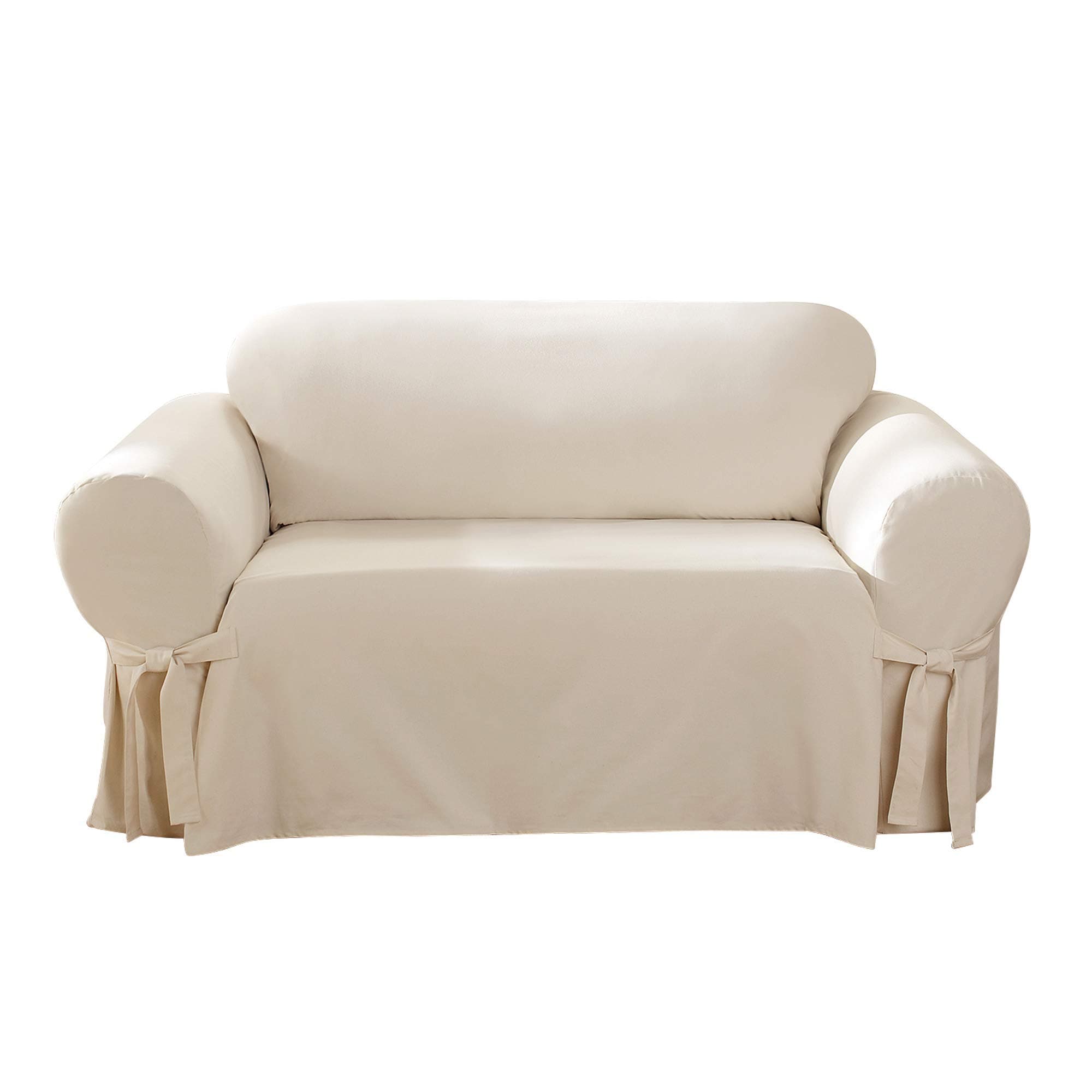 SureFit Duck Cotton Loveseat Box Cushion Slipcover