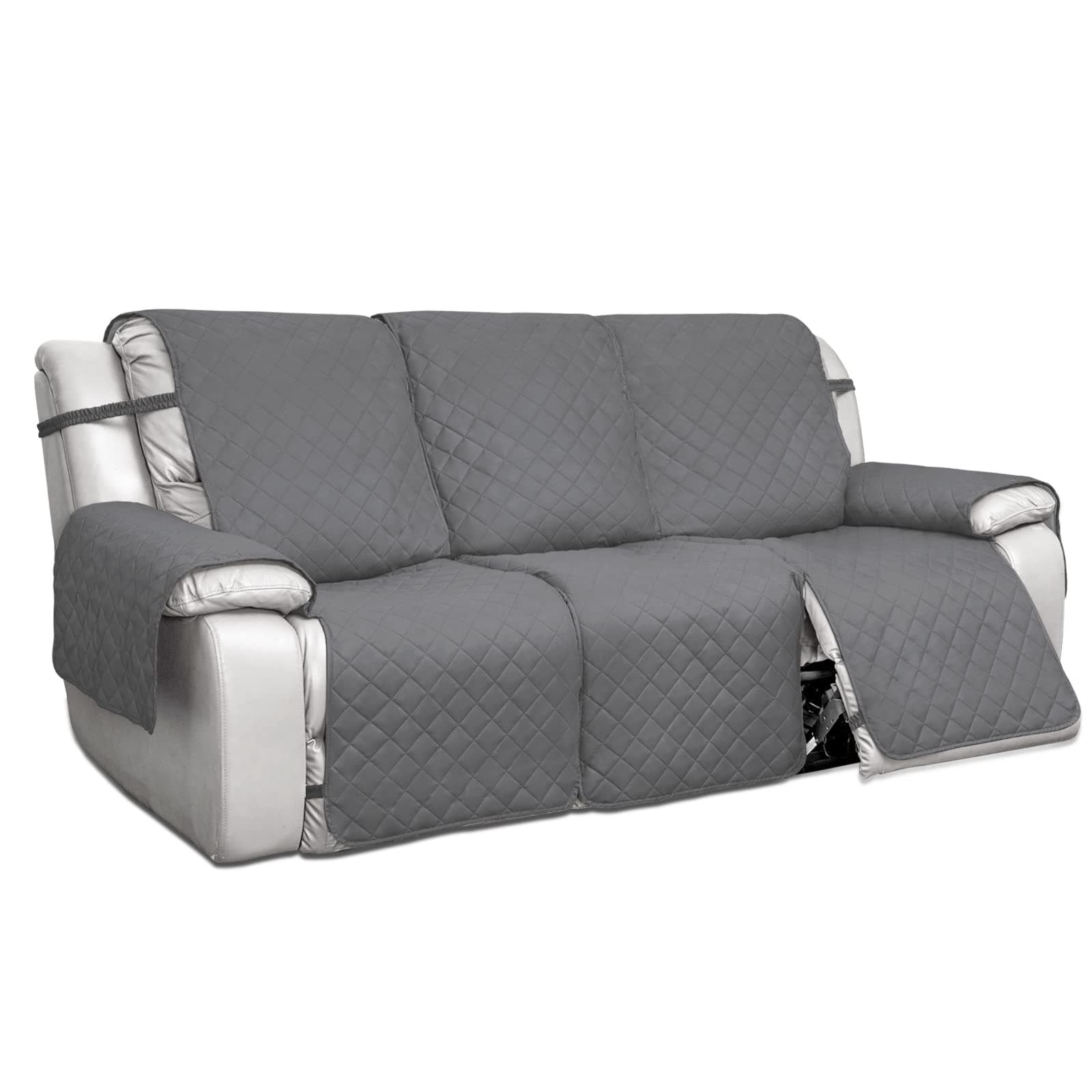 PureFit Water Resistant Reversible Sofa Cover for Reclining Couch (3 Seat, Gray/Light Gray)