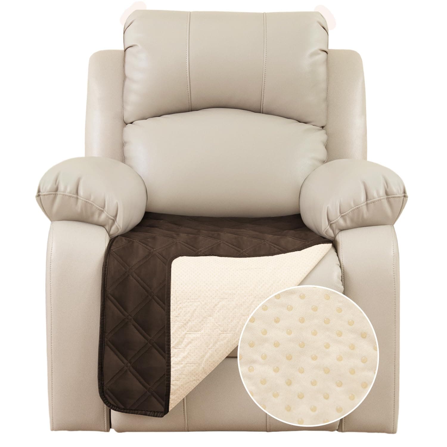 TOMORO 100% Waterproof Non-Slip Recliner Sofa Cover, Brown, 23 x 38 Inches
