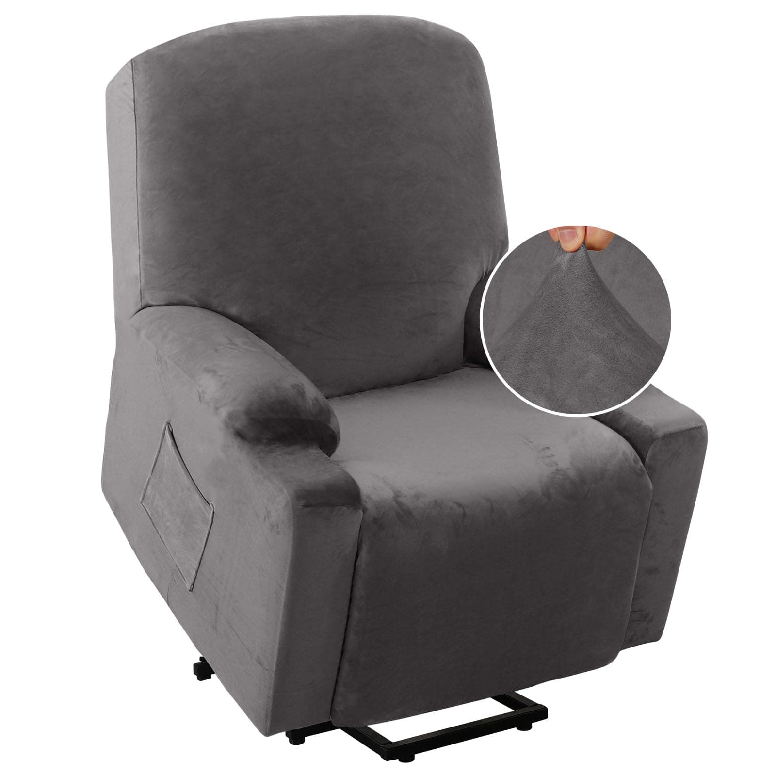 H.VERSAILTEX Grey Soft Velvet Electric Recliner Chair Cover