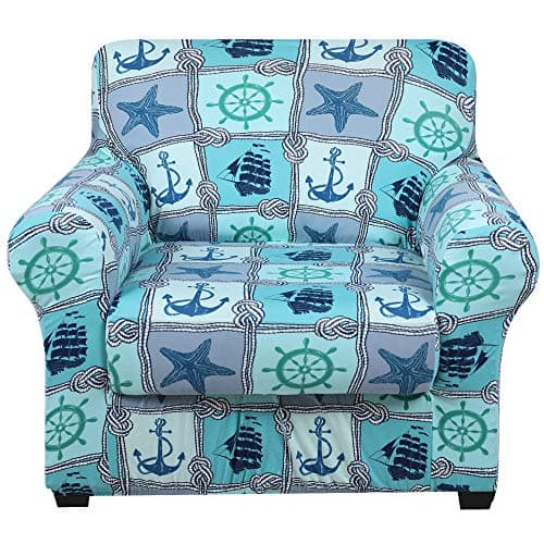 Floral Pattern Stretch Printed Sofa Slipcovers for 2 Cushion Couch, Furniture Protector for Dogs (Loveseat) — Light Blue