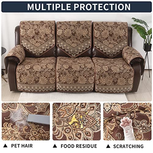 LUFEIJIASHI Waterproof Recliner Sofa Covers Brown 3 Seater