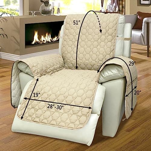 RBSC 30 Inch Beige Waterproof Recliner Cover for Pets Cats Dogs