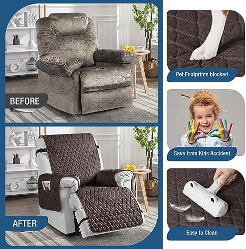 TAOCOCO 100% Waterproof Recliner Cover - Perfect for Slip and Stain Protection, Suitable for Elderly and Disabled Users, Ideal for Outdoor Patios or Indoor Use(Chocolate, Small-22'')