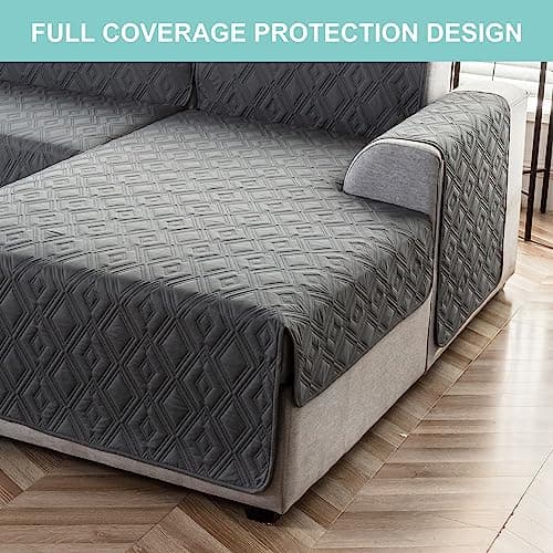 Genina Reversible Couch Covers for L-Shaped Sectional Sofas – Dark Gray, Small, Perfect for Pets and Kids