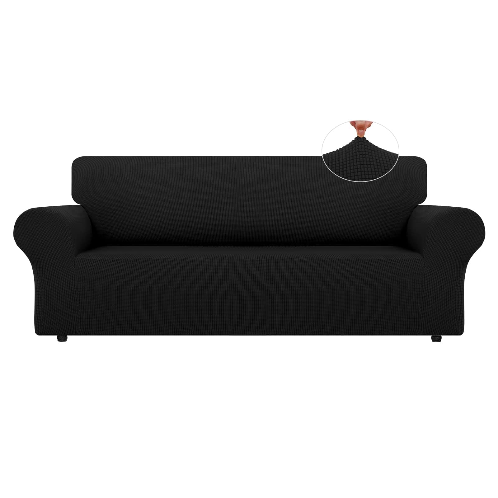 Oversized Sofa Slipcovers for 3 Cushion Couch with Elastic Bottom, Suitable for Kids and Pets (X-Large, Black)
