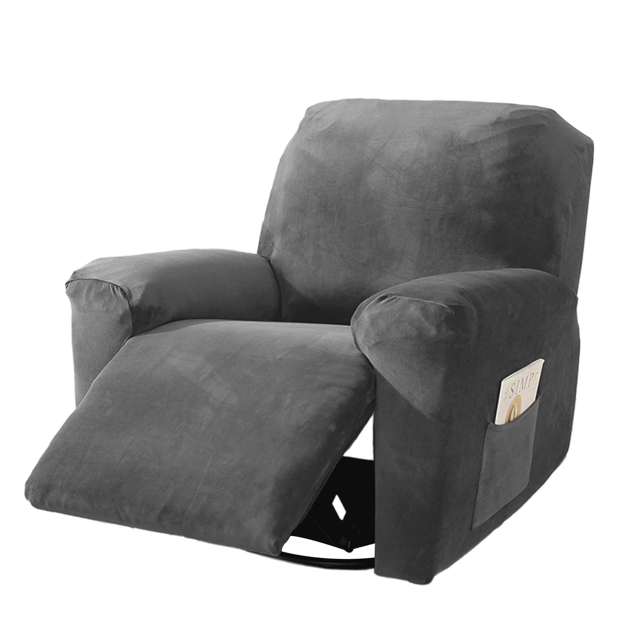 NORTHERN BROTHERS Anti-Slip Velvet Recliner Cover, Soft & Washable, Light Grey