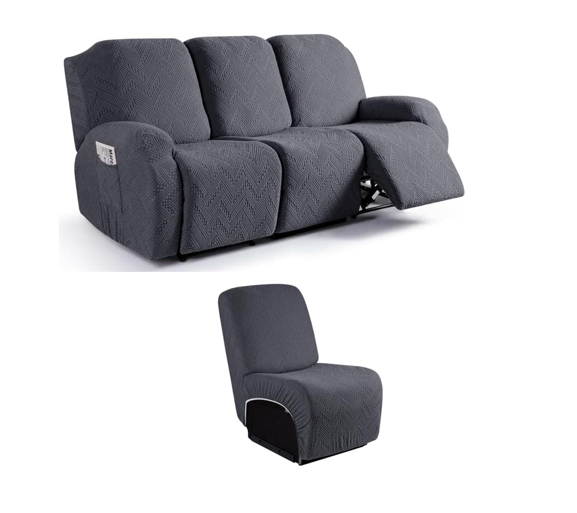 Ruaozz Dark Gray 3 Seater & Armless Chair Sofa Covers