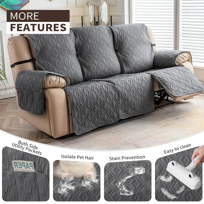 Genina Waterproof Recliner Sofa Cover, Dark Gray