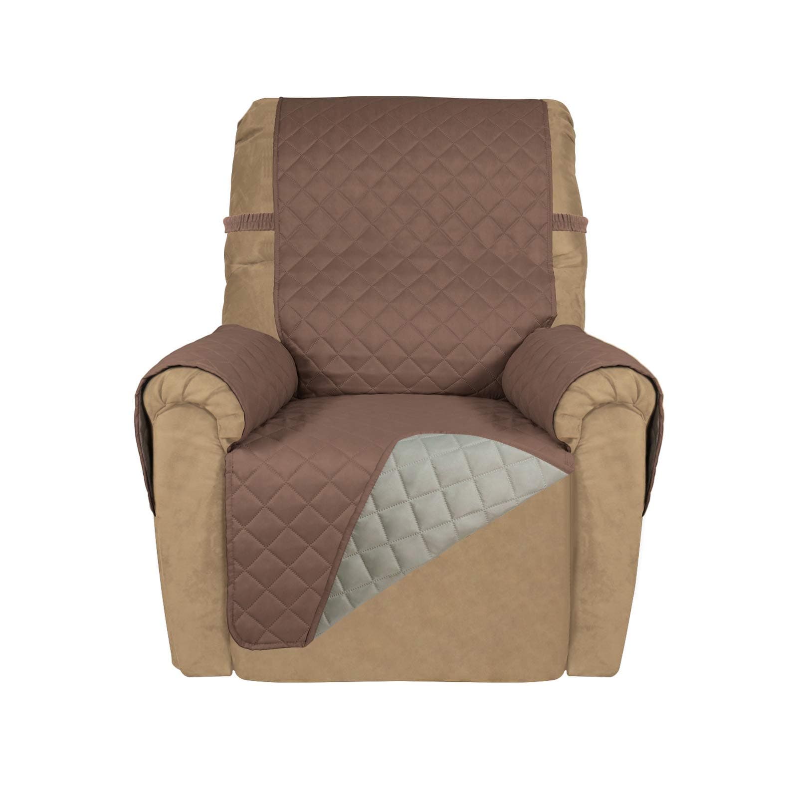 PureFit Reversible Quilted Recliner Cover, Water Resistant Brown/Beige