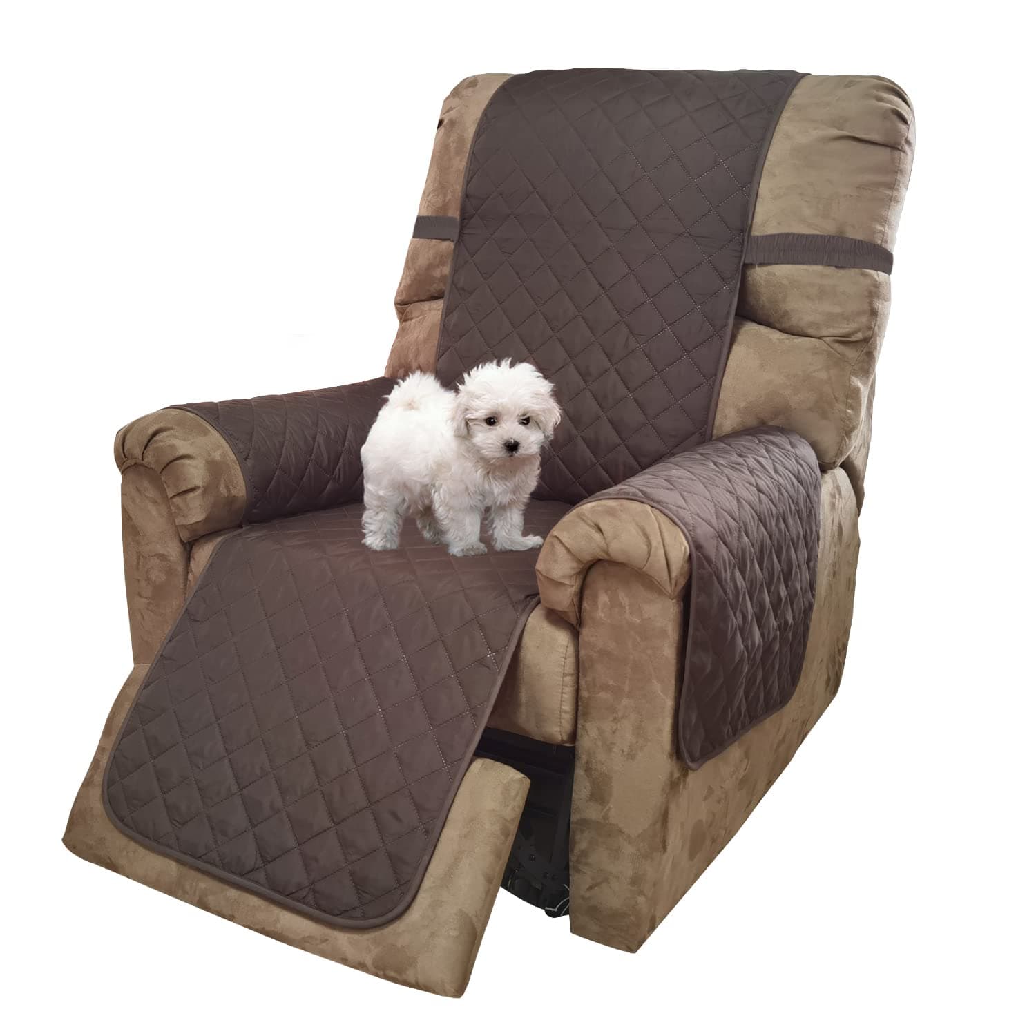 U-NICE HOME Oversized Recliner Chair Covers, Water Resistant & Pet Friendly (28", Coffee/Beige)