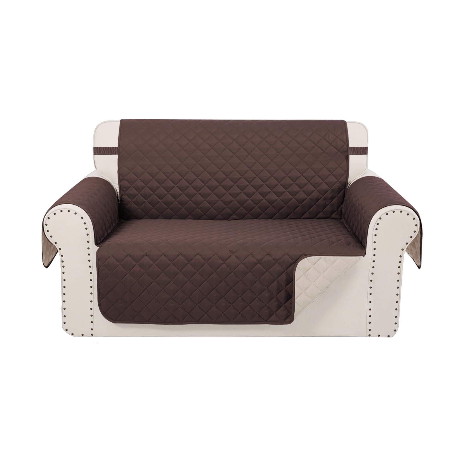 Reversible Chocolate/Beige Loveseat Sofa Cover Protector