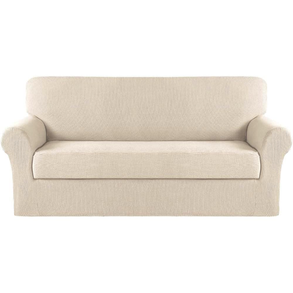 Turquoize Stretch Slipcovers for 3 Cushion Couch (Sofa, Biscotti Beige)
