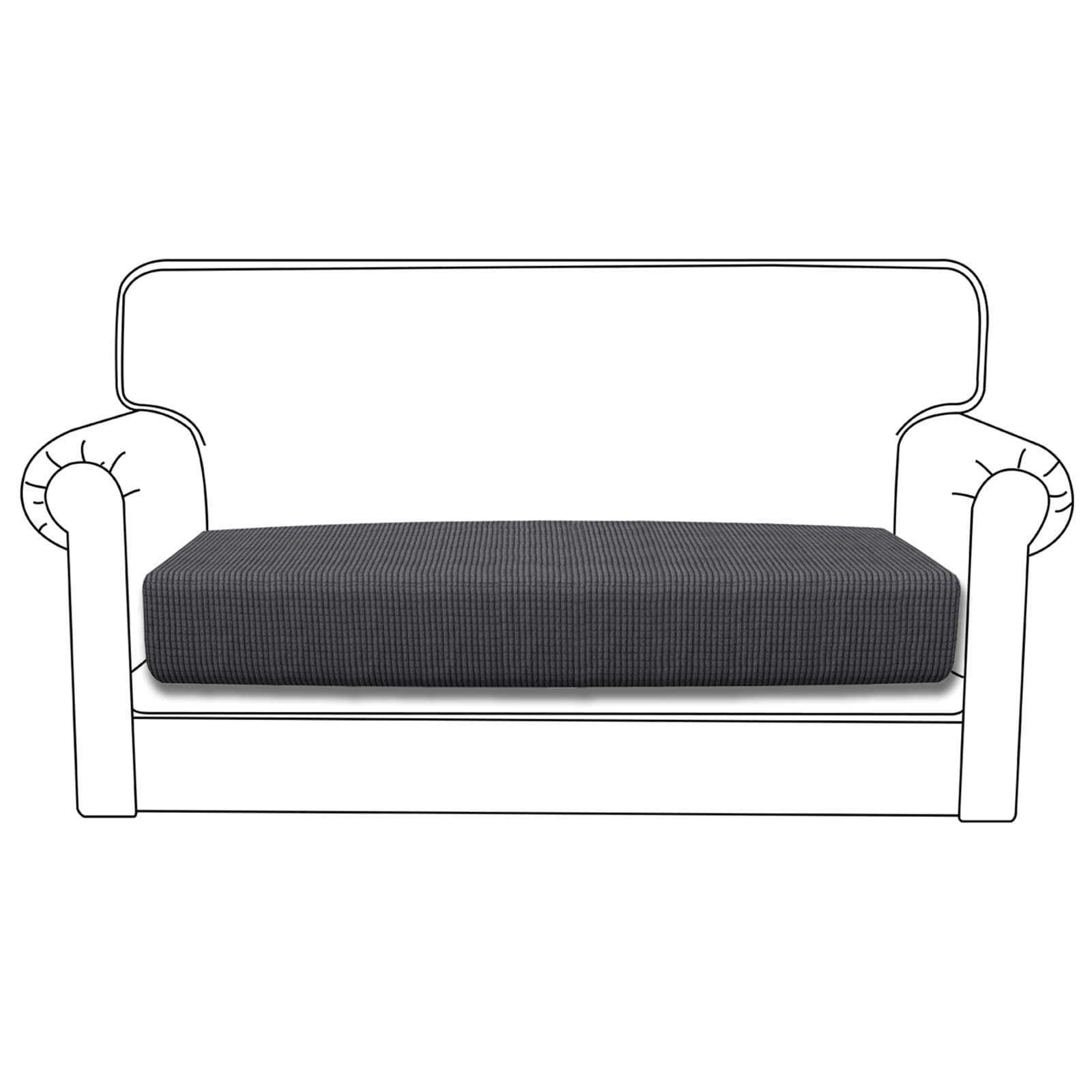 Dark Gray Stretch Loveseat Cushion Cover with Elastic Bottom