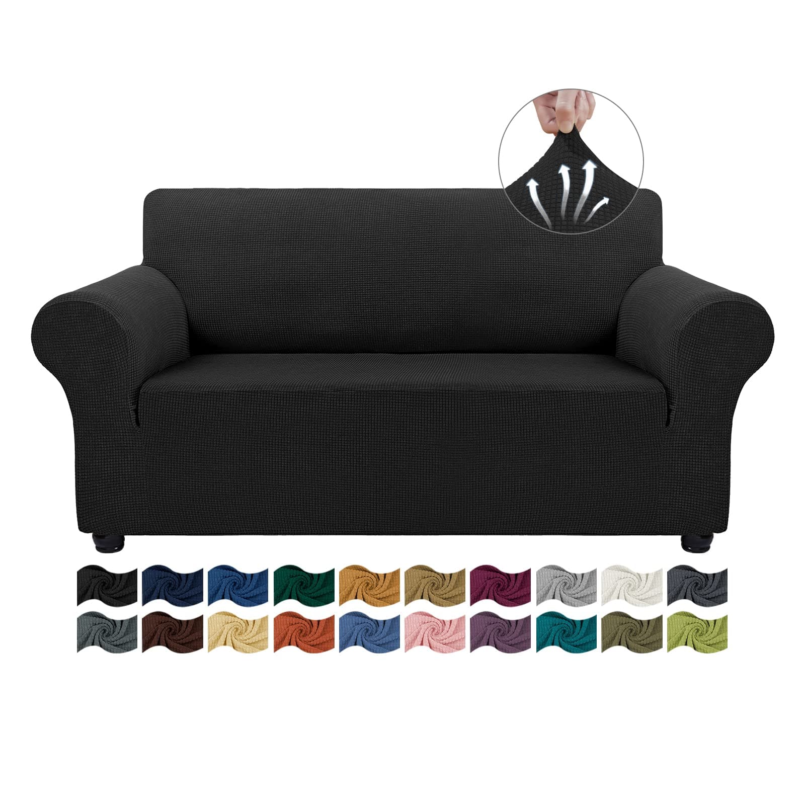 Asnomy Black Pet Protector Couch Covers for 2 Cushion Loveseat