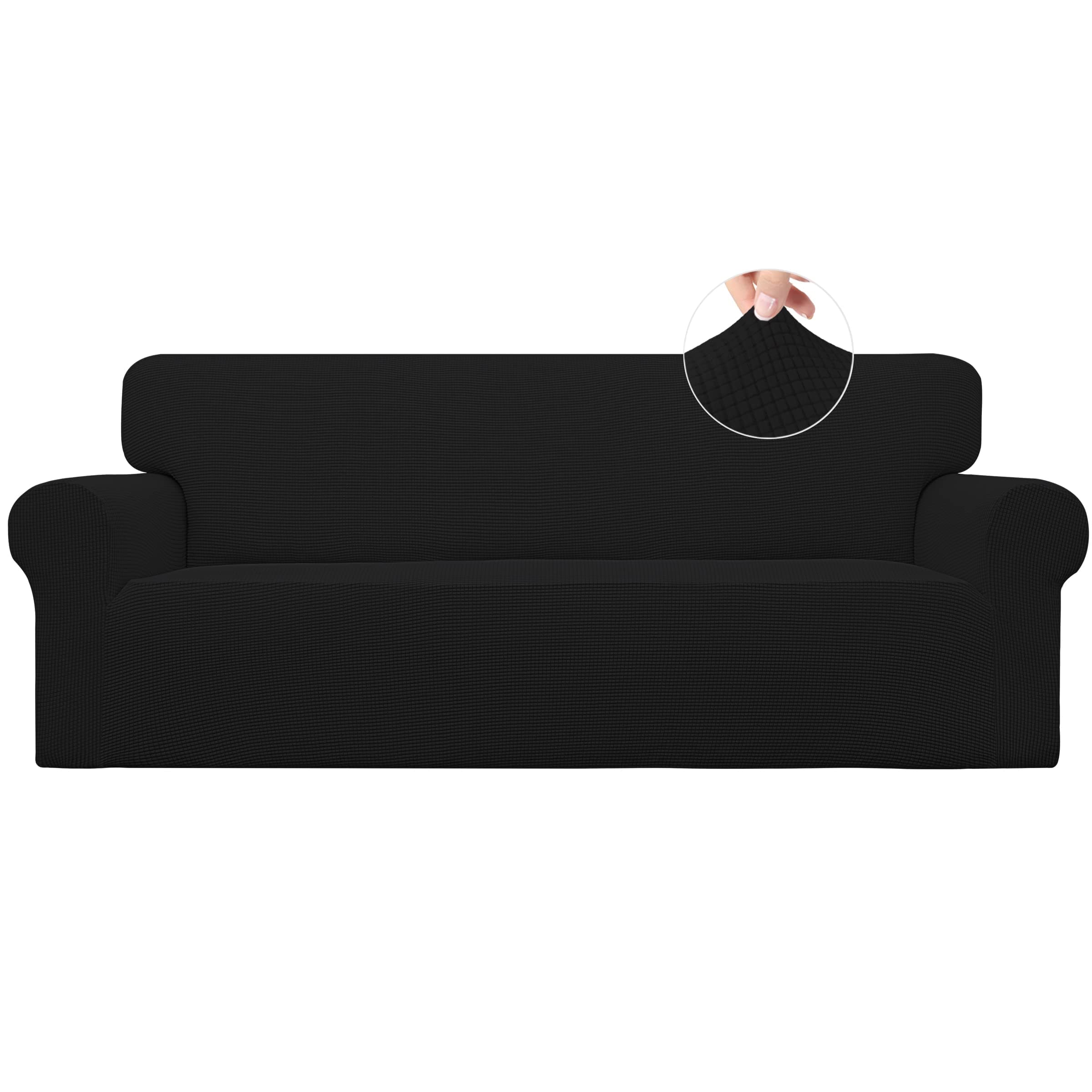 Pet Friendly Black Non-Slip Sofa Cover for 3 Cushion Couch (Large)