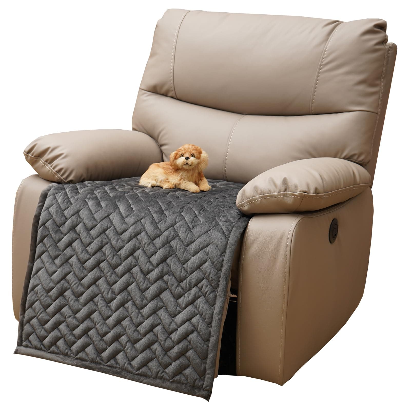 Dark Gray Eismodra Recliner Cover, Washable & Stays in Place