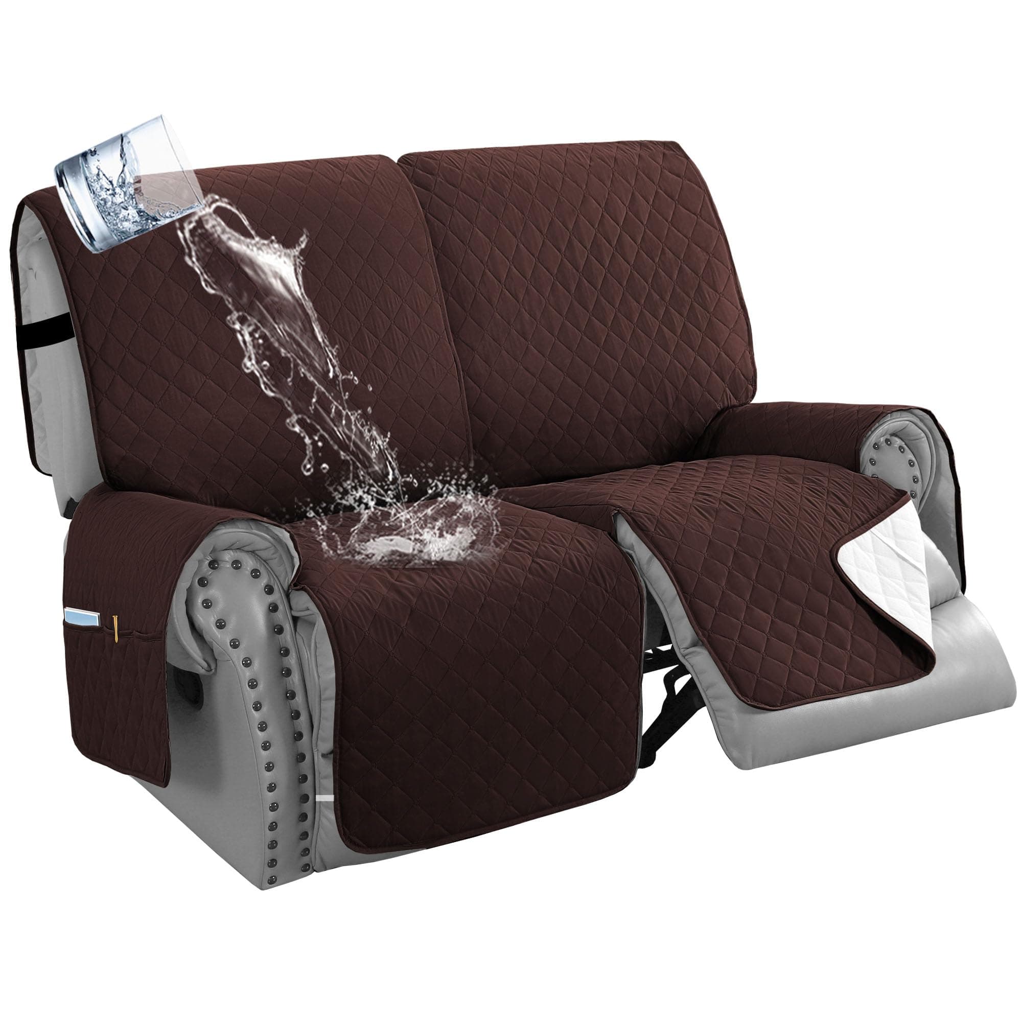 H.VERSAILTEX 100% Waterproof Recliner Loveseat Slipcover, Chocolate