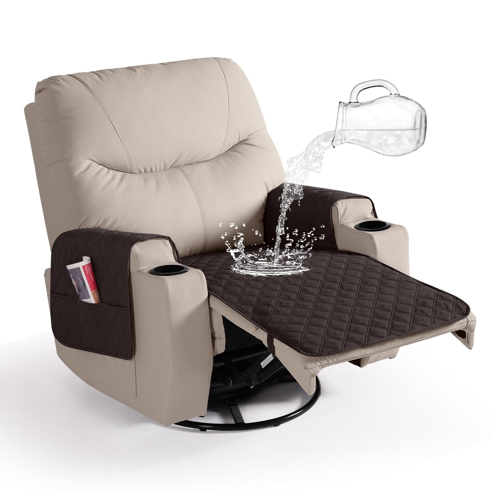 Ruaozz Waterproof Recliner Cover for Pets and Kids (Chocolate, Small)