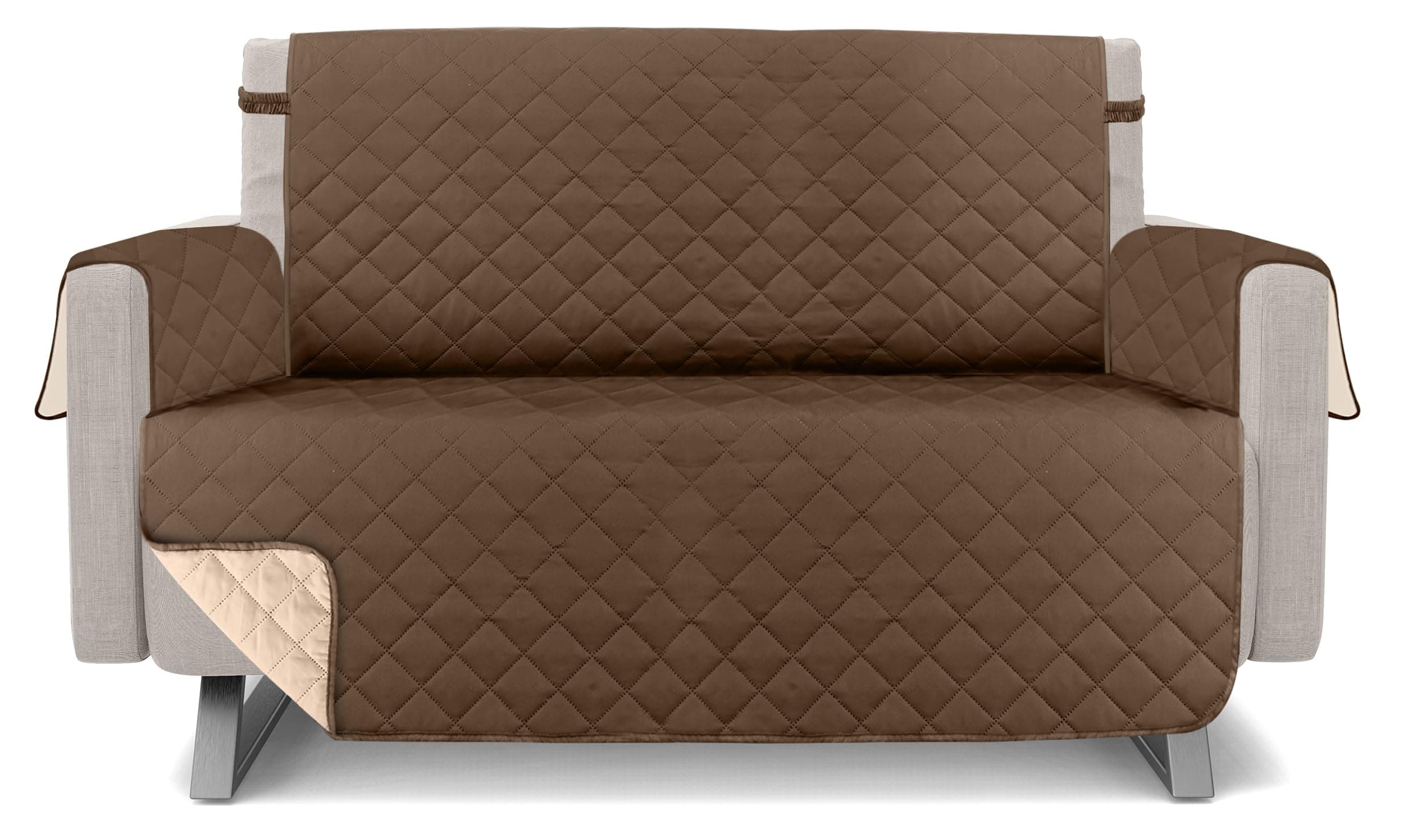 Utopia Reversible Loveseat Couch Cover, Water Resistant Brown/Beige Protector