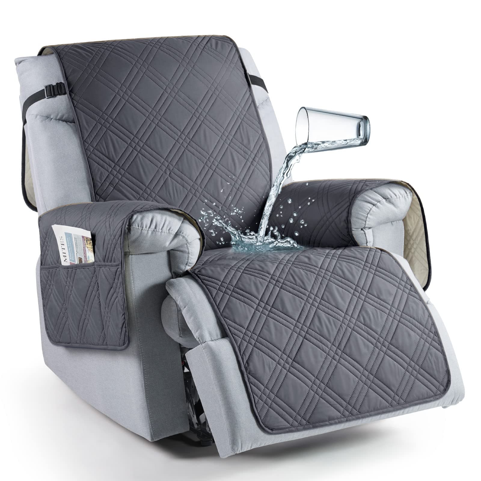 TAOCOCO 100% Waterproof Recliner Chair Cover, Non-Slip, Washable, Kids & Pet-Friendly