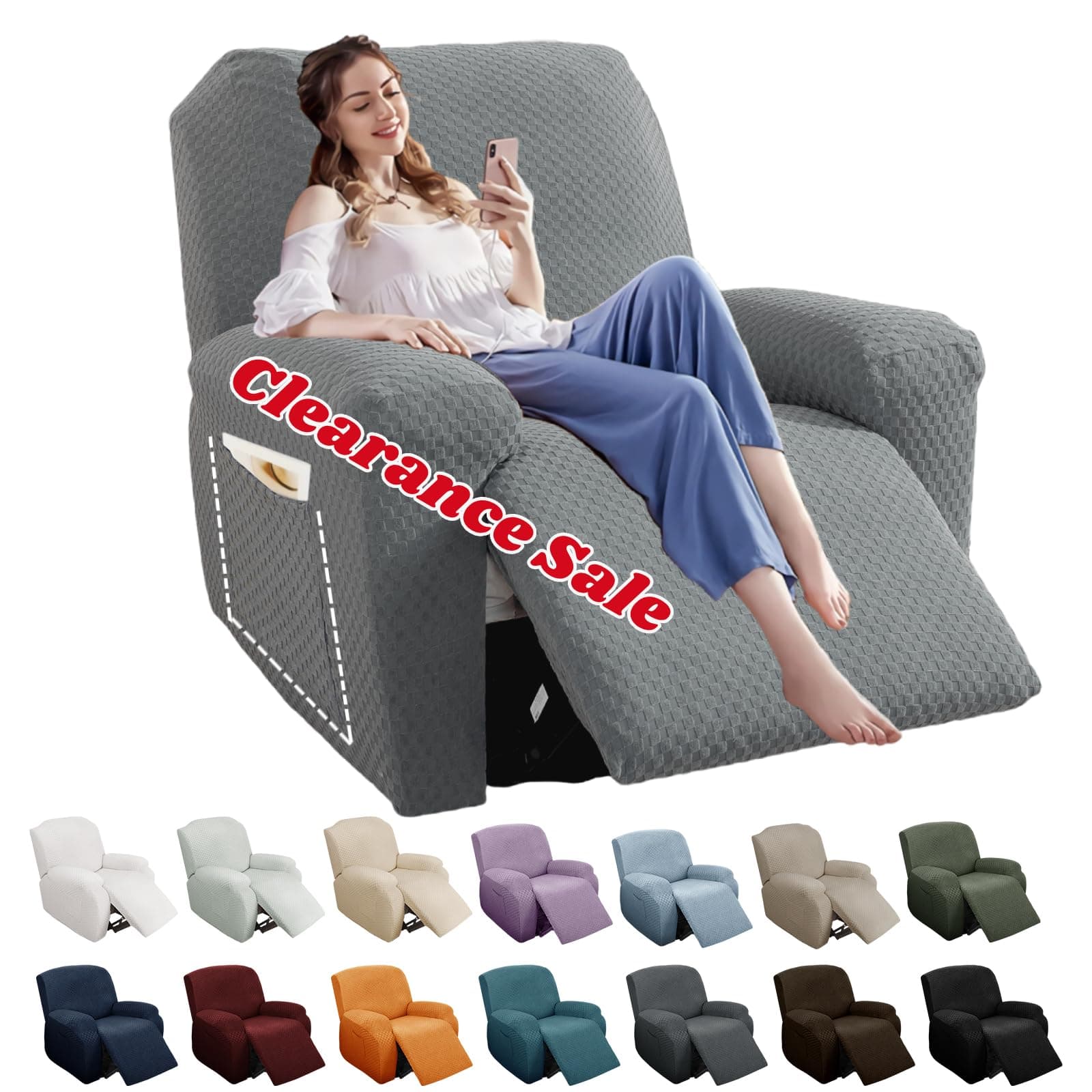 YEMYHOM Light Gray Stretch Recliner Slipcover with Side Pocket Global Recycled Standard
YEMYHOM Light Gray Anti-Slip Recliner Cover with Elastic Bottom Global Recycled Standard
YEMYHOM Light Gray Recliner Chair Cover with Side Pocket Global Recyc