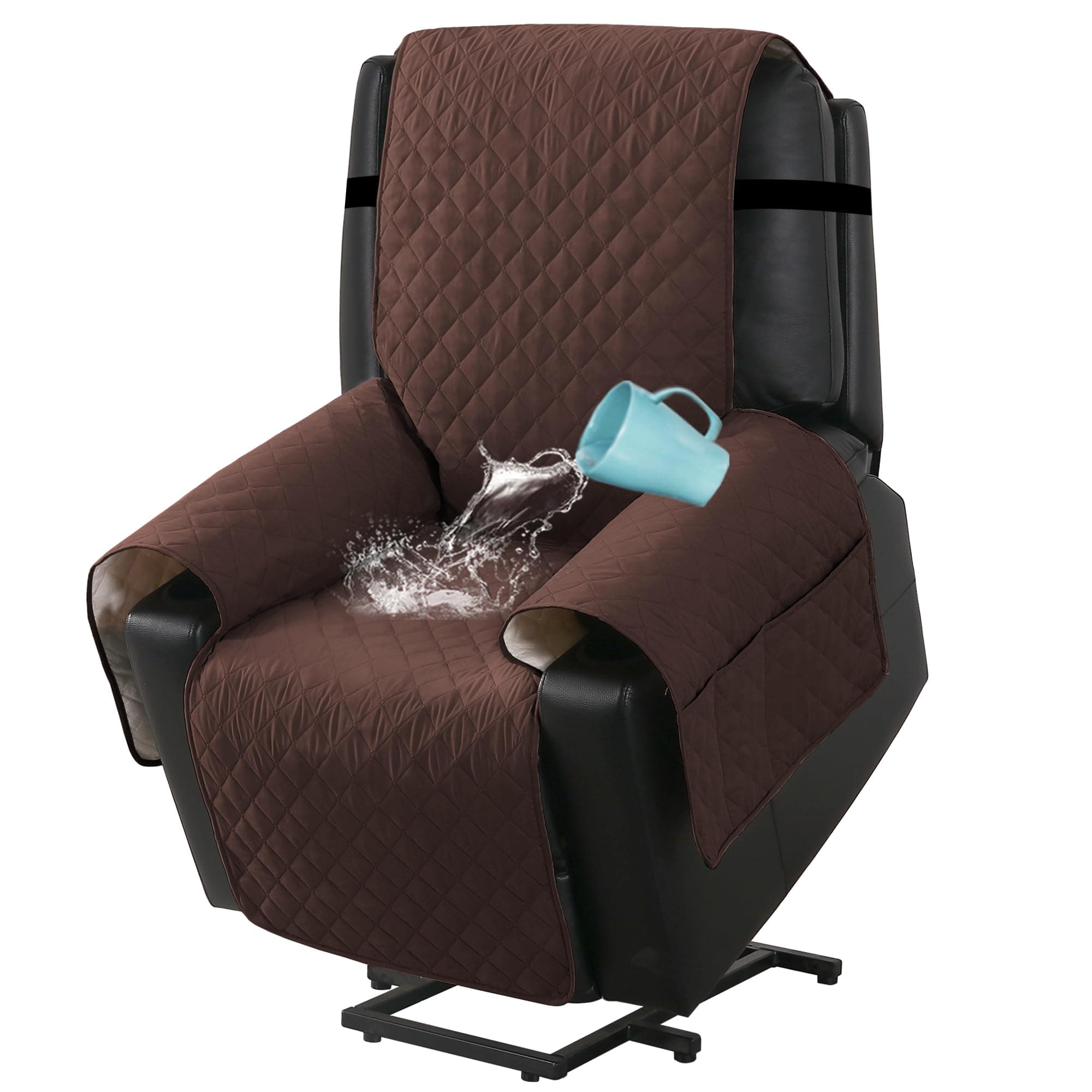 H.VERSAILTEX 100% Waterproof Power Lift Recliner Chair Cover, Brown