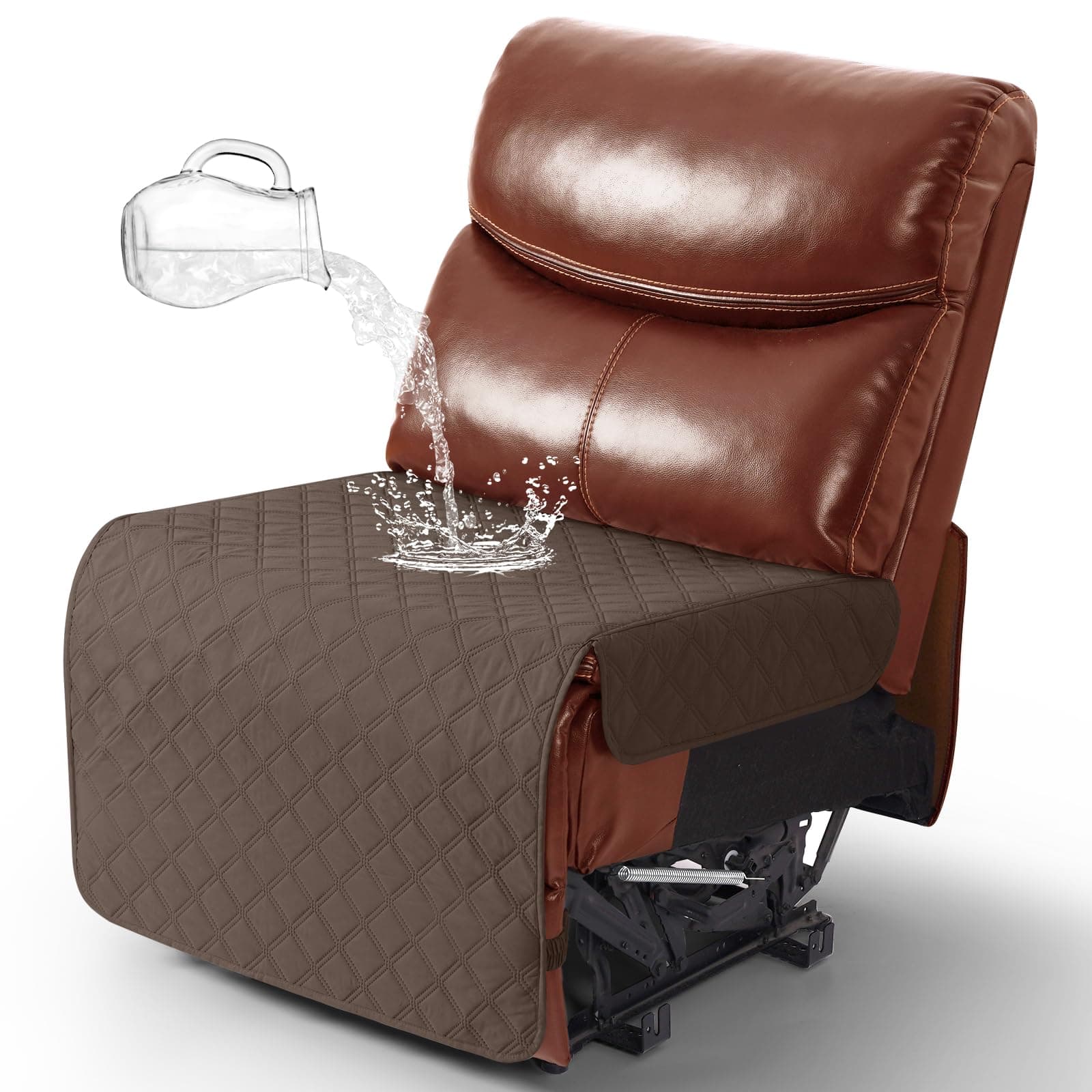 Ruaozz 100% Waterproof Sectional Recliner Sofa Seat Cover, Brown