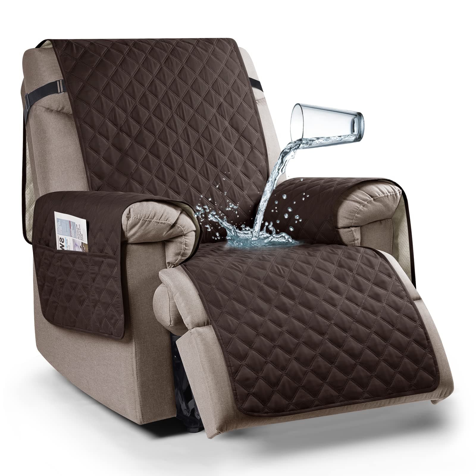 Ruaozz Waterproof Recliner Chair Cover for Kids & Pets (Chocolate, 23")