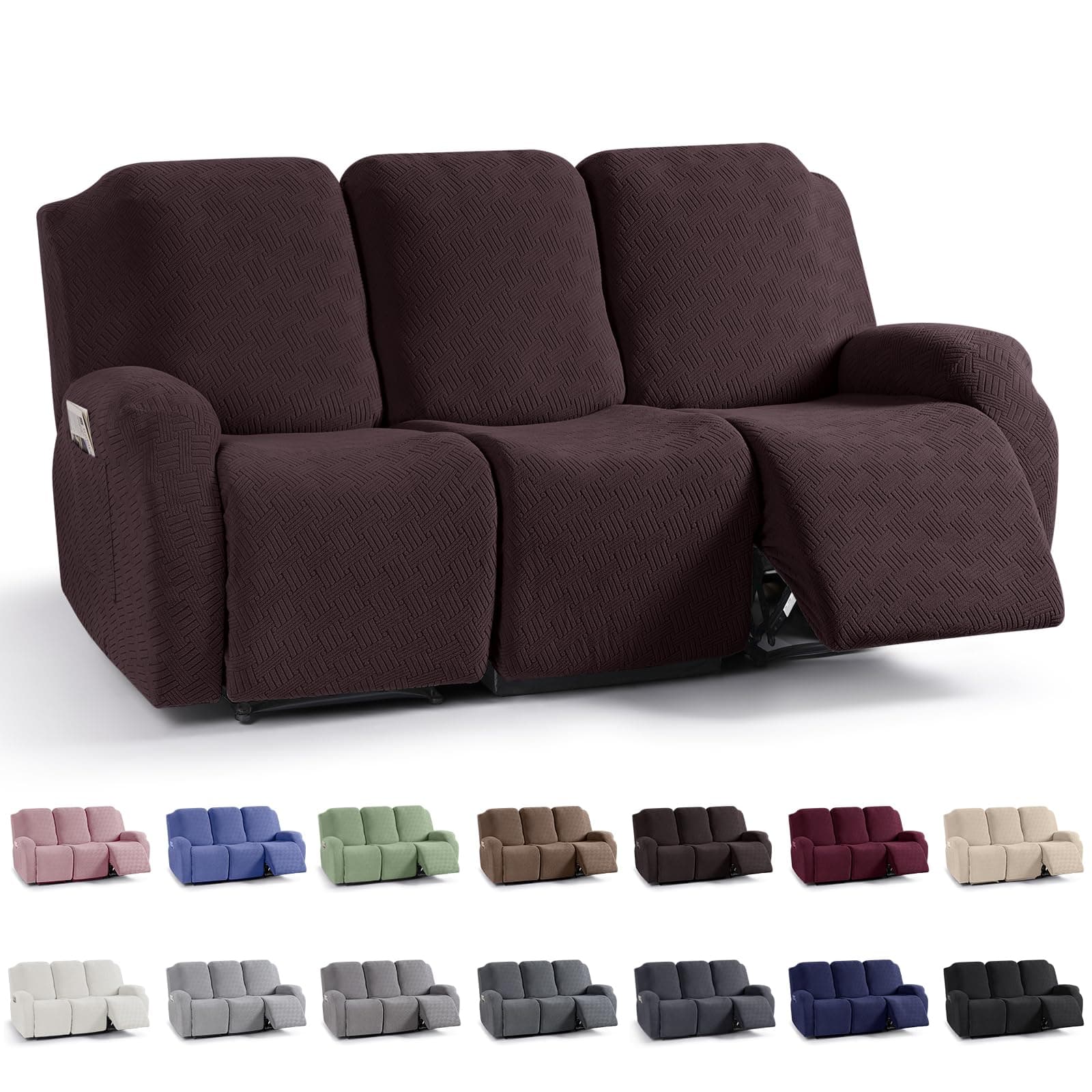 KinCam Chocolate Stripe Jacquard Recliner Couch Cover