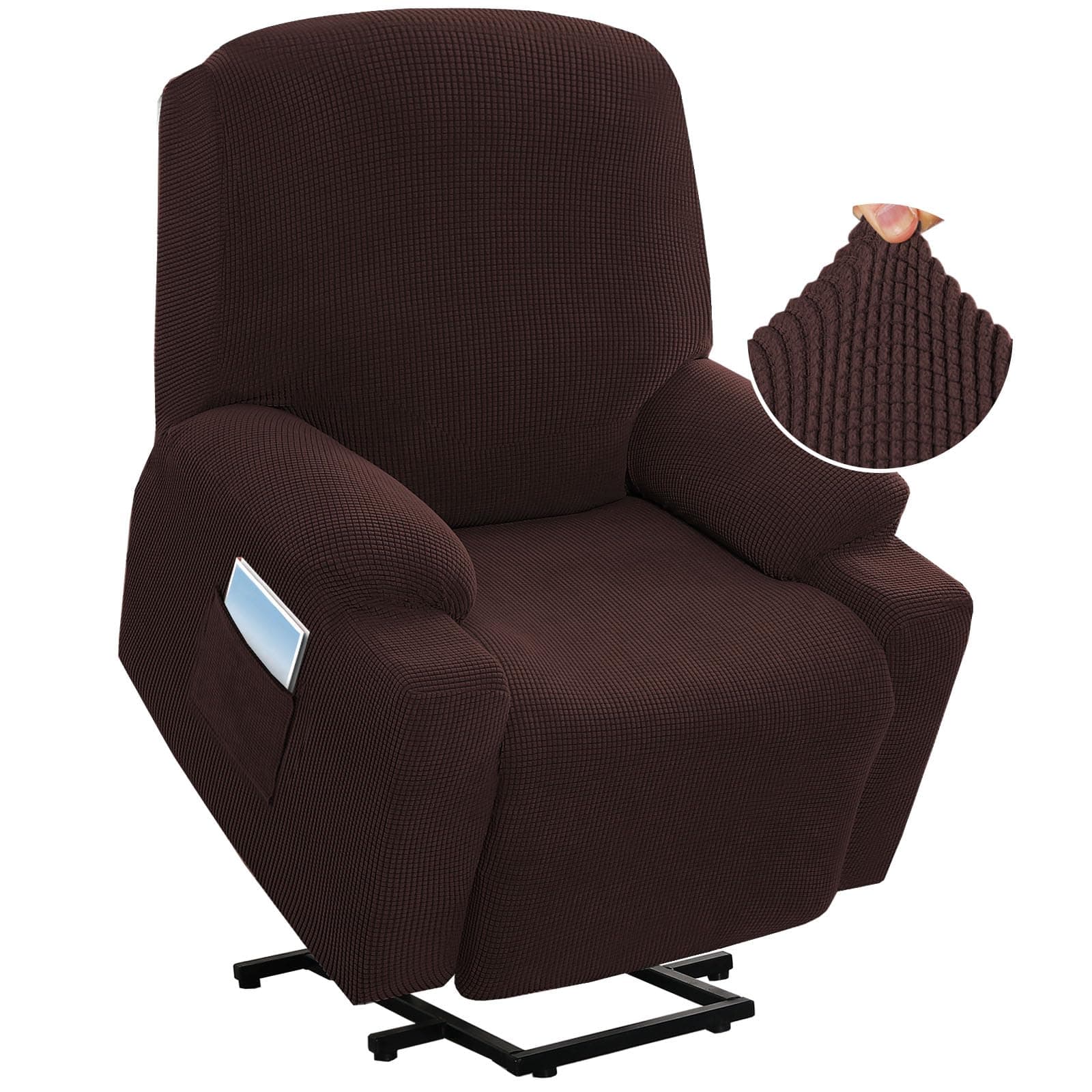 H.VERSAILTEX Chocolate Soft Thick Jacquard Stretch Couch Cover for Electric Recliner