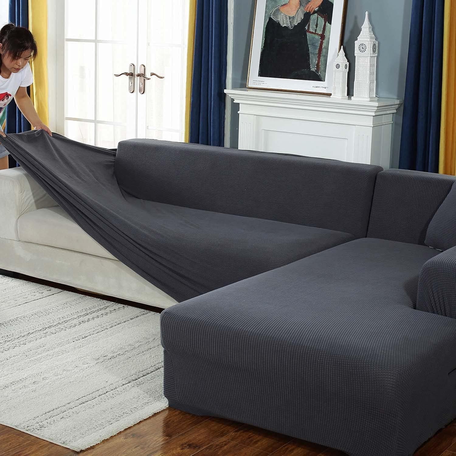 Durable Dark Gray 2 Seater Stretch Slipcover for Couches & Sectionals