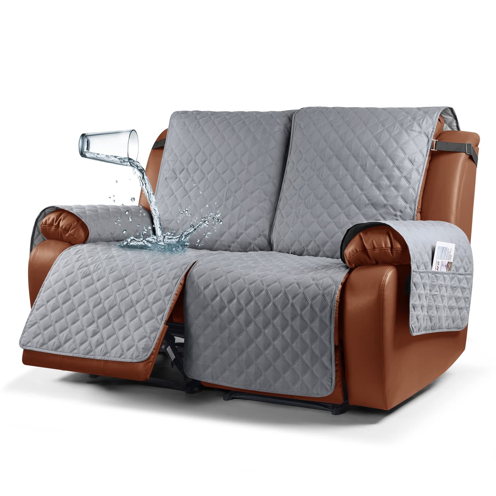 Ruaozz Waterproof Recliner Sofa Cover for Kids, Dogs, Pets (Light Grey, 2 Seater)