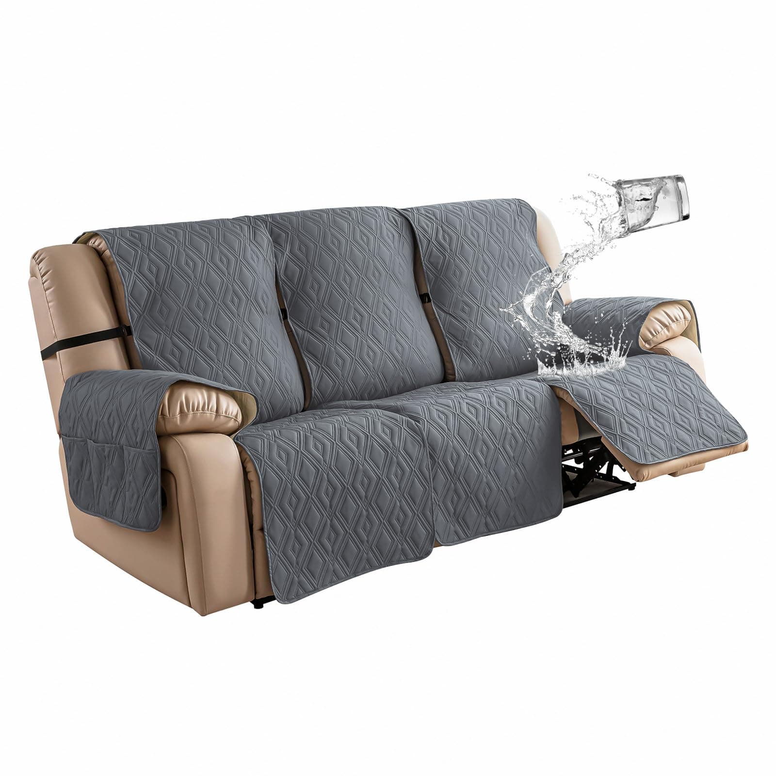 Genina Waterproof Recliner Sofa Cover, Dark Gray
