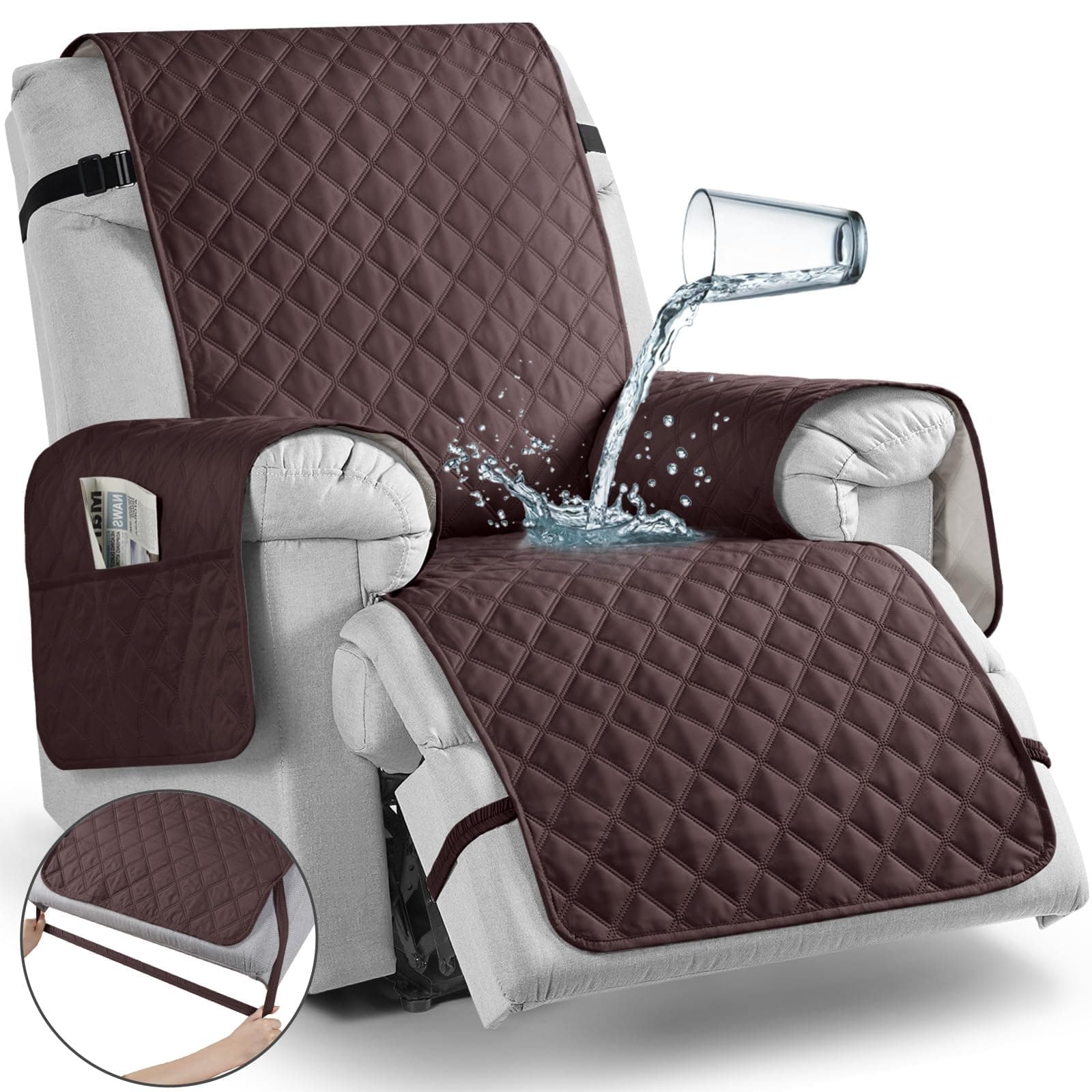 TAOCOCO Non-Slip Recliner Chair Cover, 23'' Small, Coffee