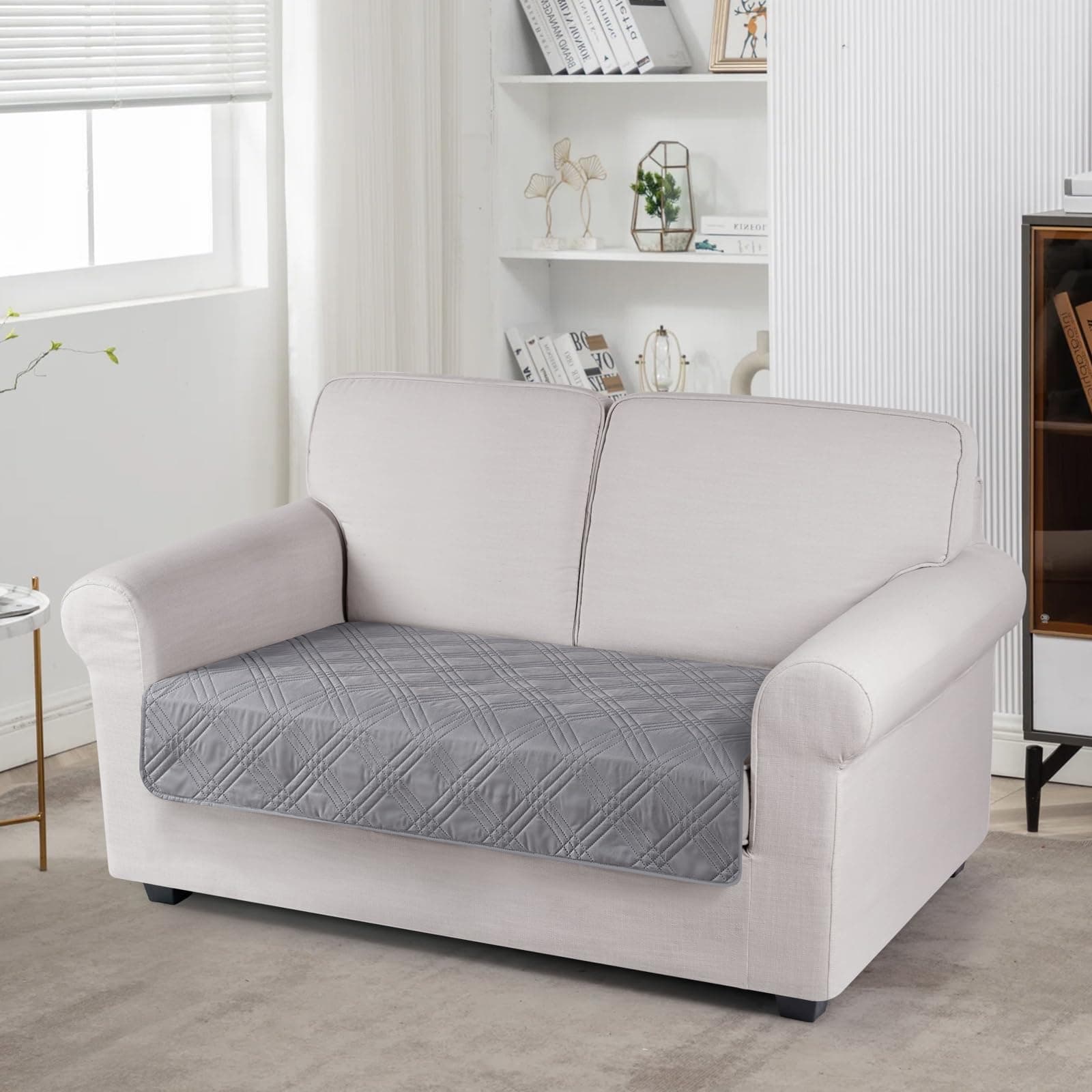 TAOCOCO 100% Waterproof Reversible Sofa Cover for Loveseat and U-Shaped Couches Light Gray