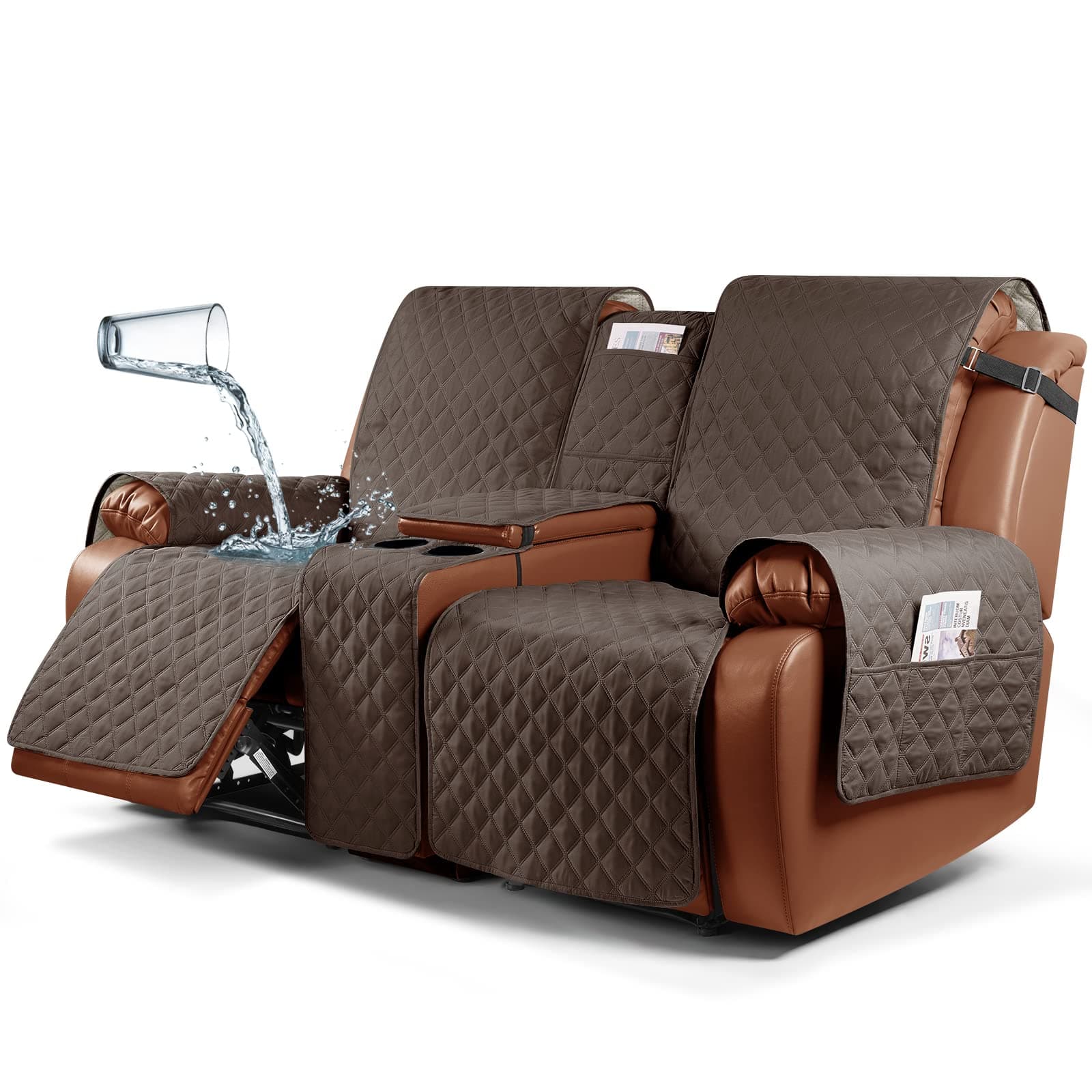 Ruaozz Waterproof Recliner Loveseat Cover for Double Recliner Sofa for Kids, Dogs, Pets
