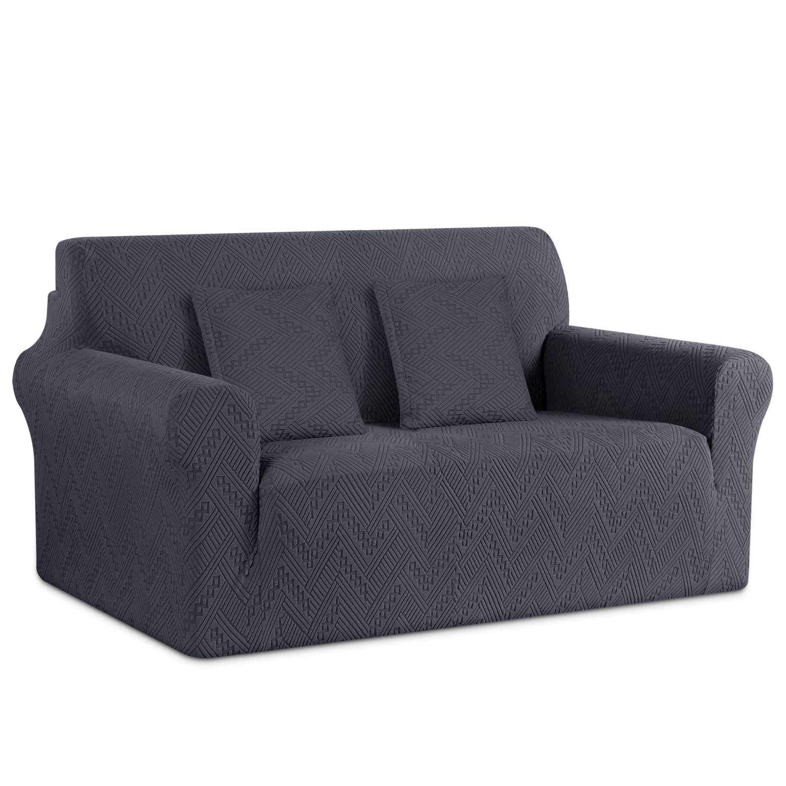 Ruaozz Stretch Loveseat Sofa Cover for 2 Cushion Couch (Dark Gray)
