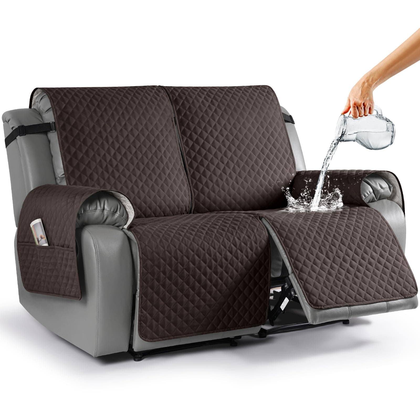 TAOCOCO Chocolate 2 Seater Recliner Cover, Non-Slip Washable Pet Protector