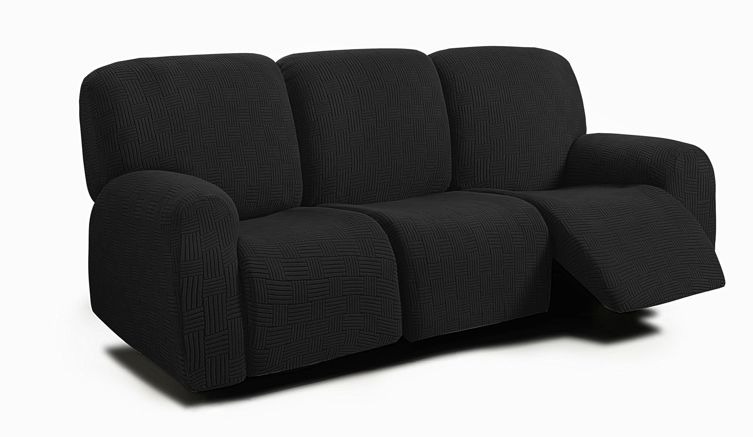 ULTICOR Jacquard Recliner Sofa Covers for 3 Cushion Recliners (Black)