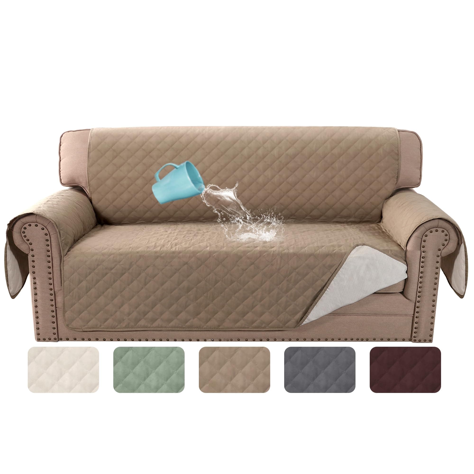 H.VERSAILTEX 100% Waterproof Couch Cover for Loveseat (French Oak)