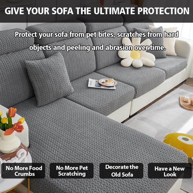 Soothing Home Khaki Sectional Sofa Cover (Back L)
