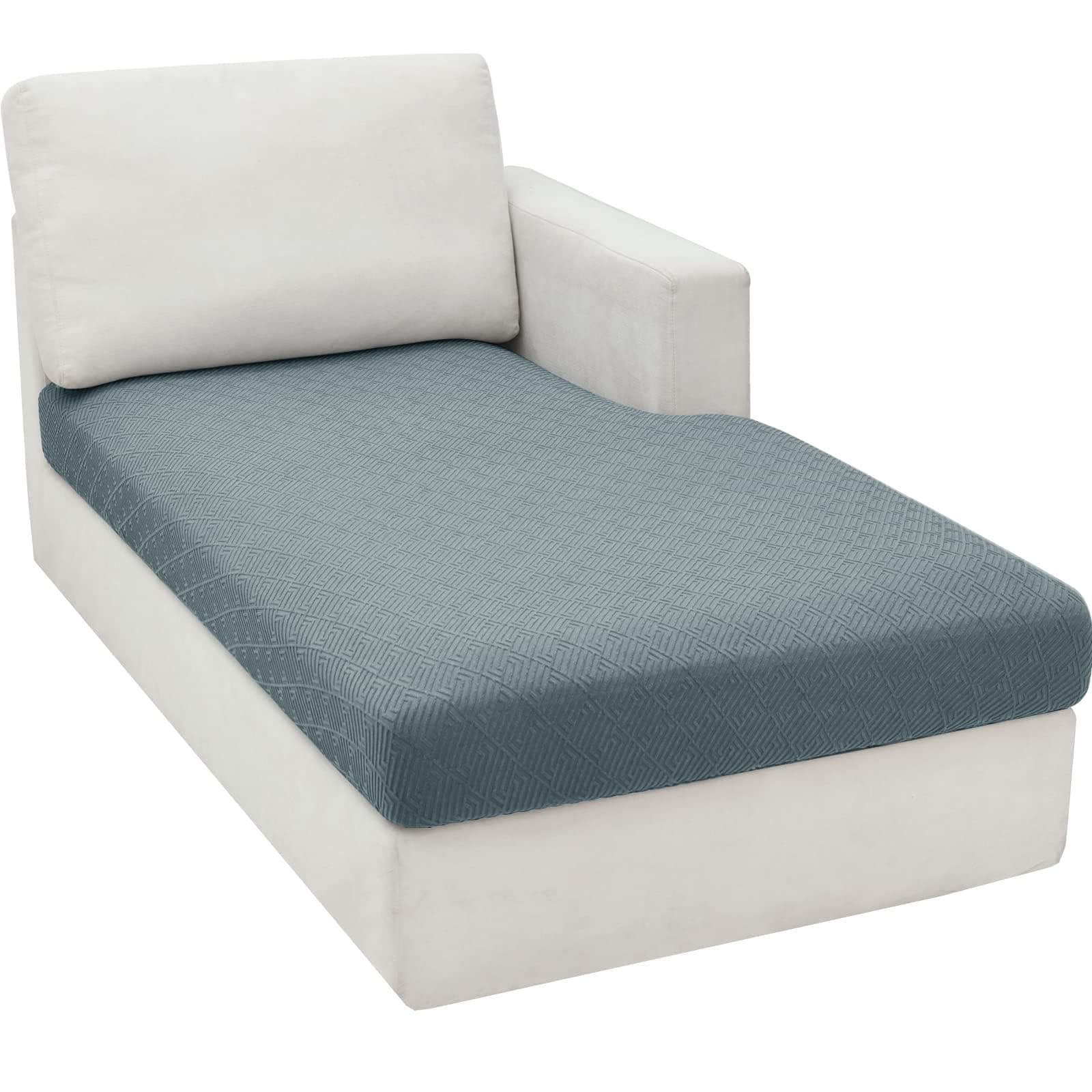 Light Gray L-Shaped Chaise Lounge Couch Cover Universal Fit Elastic Bottom Protection