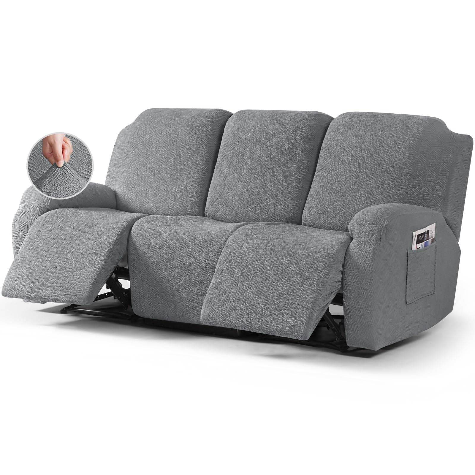 Timeless Recliner Covers for 3 Cushion Sofa (Light Gray)